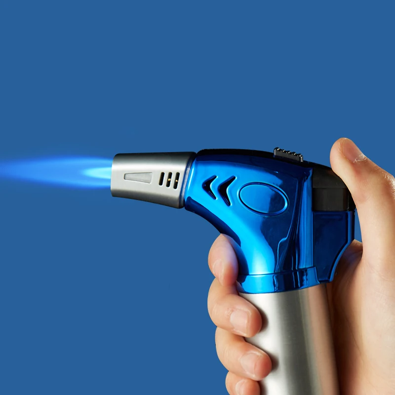 high firepowe gas lighter kitchen cooking torch lighter windproof metal cigar lighters smoking accessories gadgets for men free global shipping