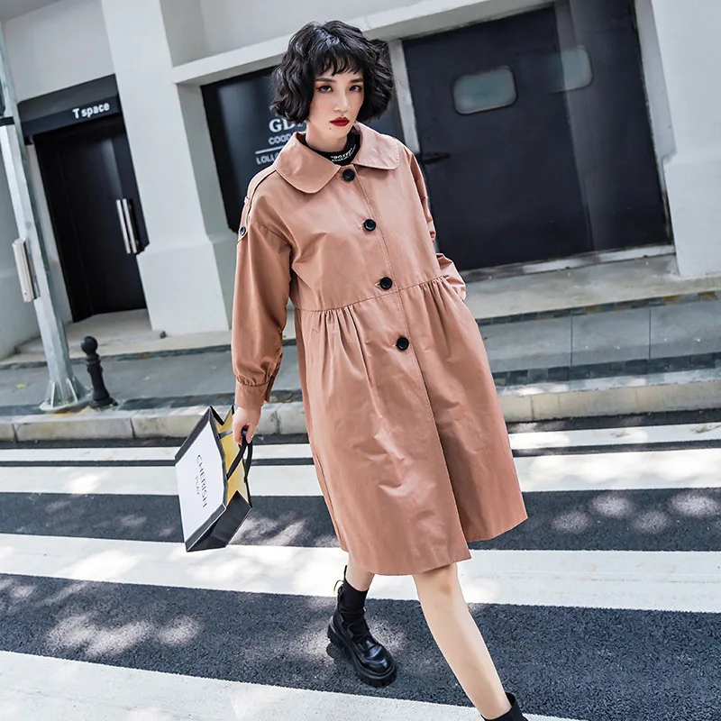 

Women's Trench Coat Mid-Length Trencas Clothes Korea Ladies Windbreaker Autumn Women's Clothing Casual Style