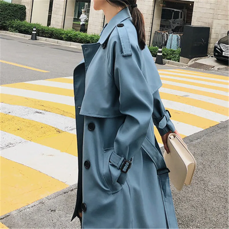 

New Windbreaker Female 2020 Spring Autumn Long Trench Coat for Women Korean leisure chic loose ladies harbor wind Overcoats