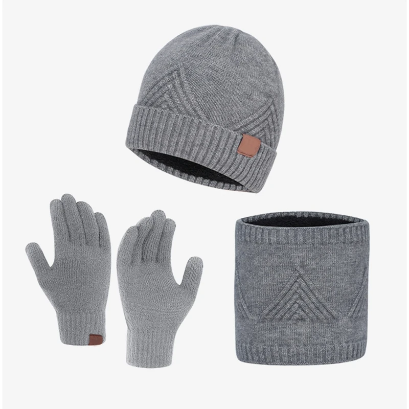 

3 шт., Зимние трикотажные перчатки в полоску