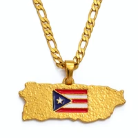 vilage puerto rico flag map pendant necklaces for women men gold color pr puerto rican jewelry gifts