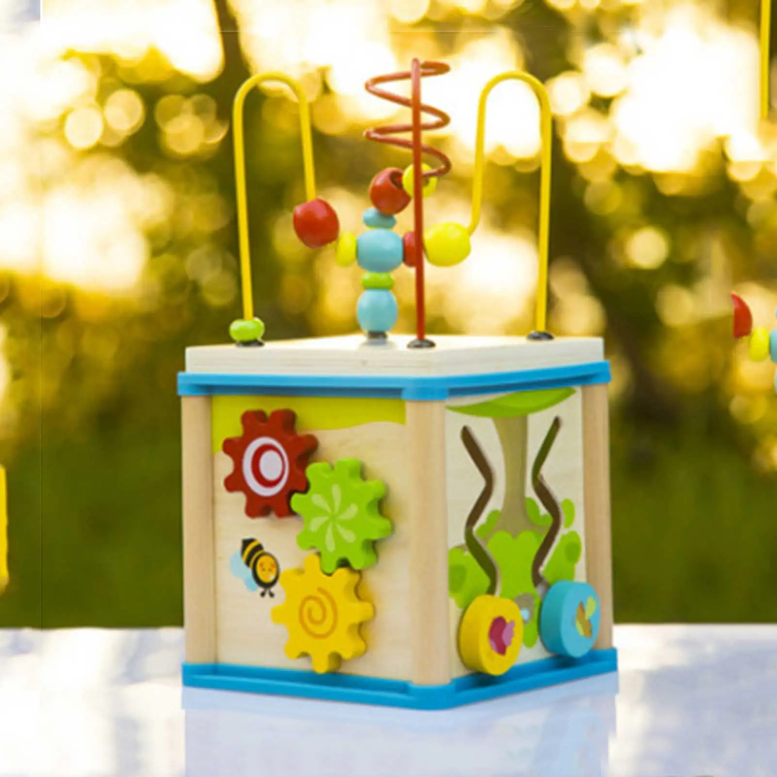 

Tooth House Foursided Multifunctional Bead Treasure Box Baby Beaded Wooden Educational Toys For Infants And Children robust