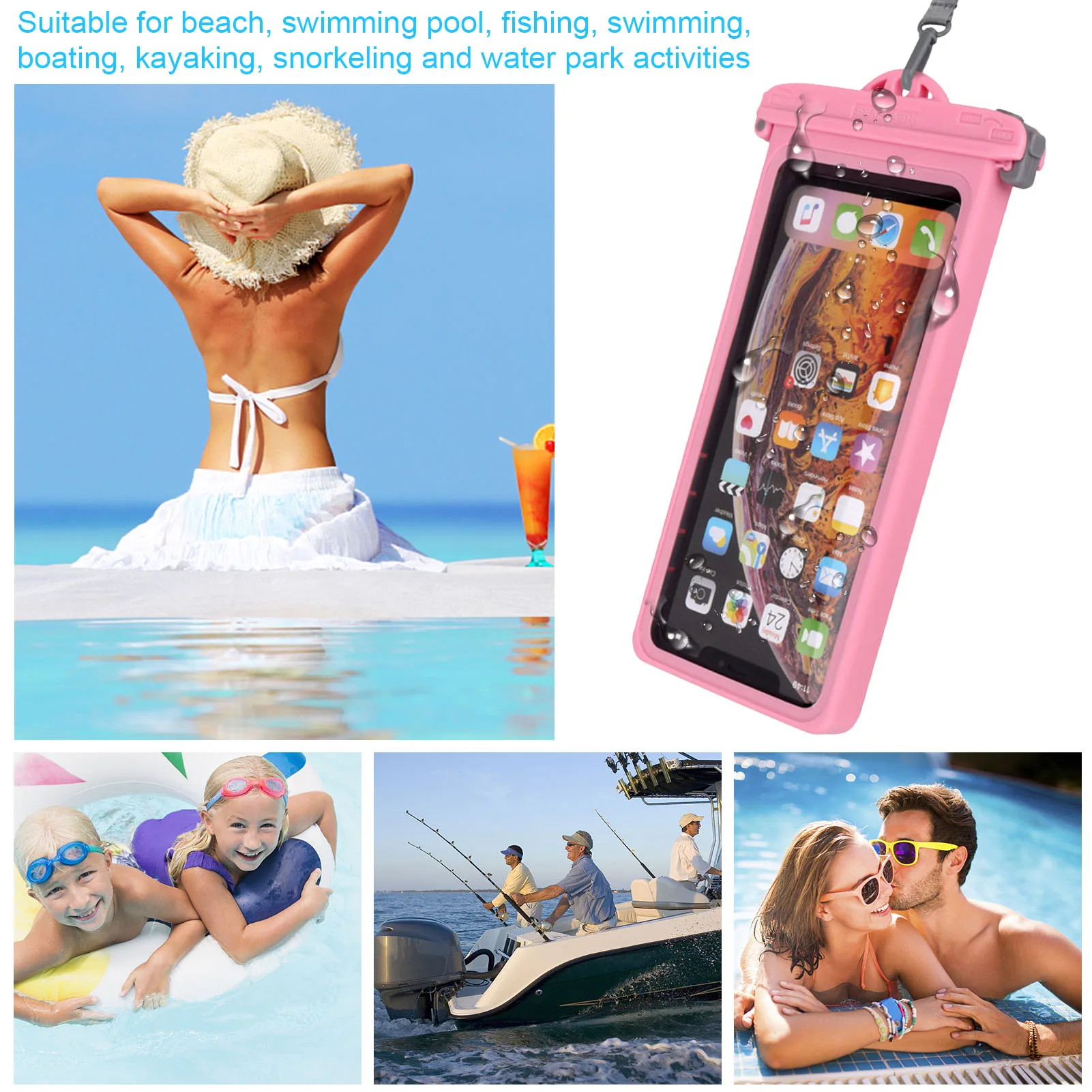 

IPX8 Full View Songkran Waterproof Case Rainforest Desert Snow Transparent Dry Bag Seaside Swim Pouch Mobile Phone Cover Durable