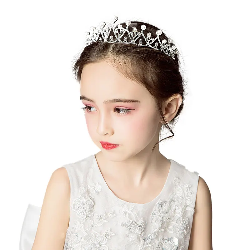 

Girl Crystal Tiaras Crowns Wedding Birthday Hair Accessories Festival Prom Silver Hair Jewelry For Bides Bridemaids Flower Girls