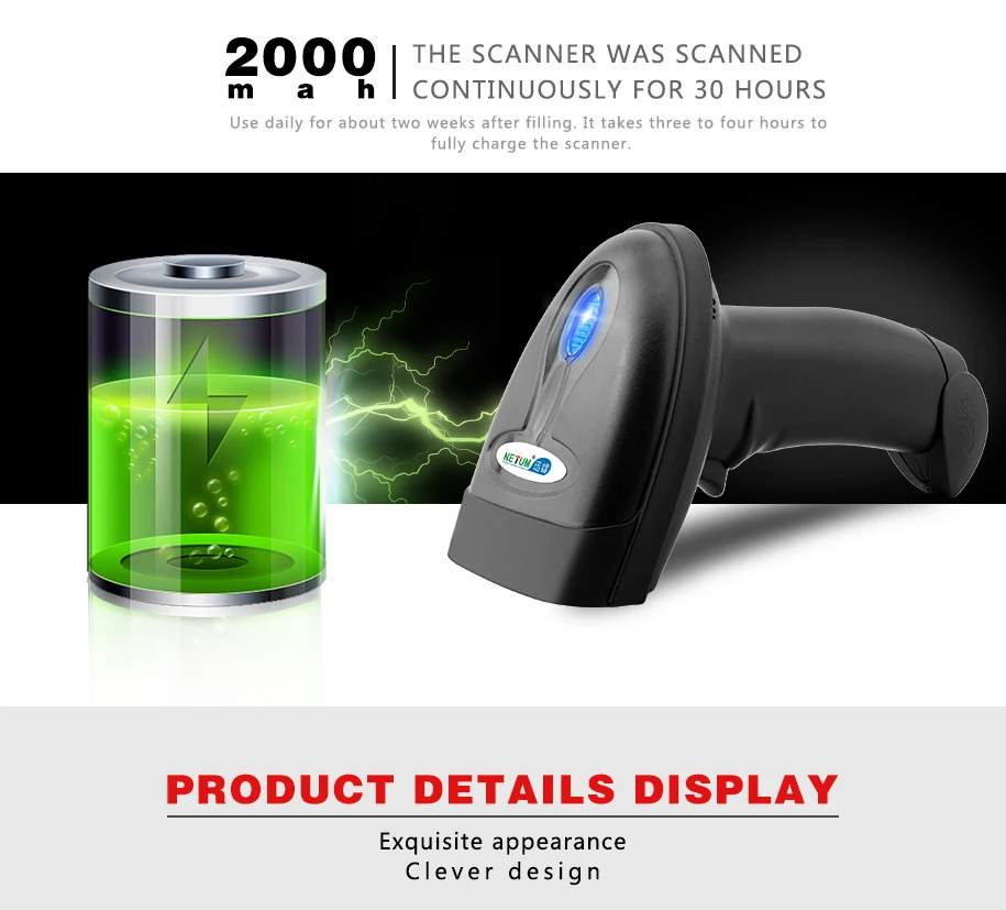NETUM NT-1228BC автоматический Bluetooth CCD сканер штрих-кода считыватель Hands Free USB Plug and Play для супермаркета POS системы