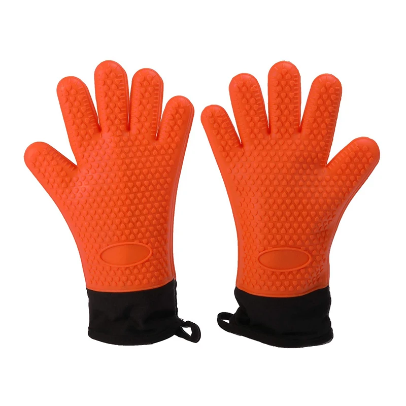 

Easy Clean Silicone BBQ Cooking Gloves Set Smoker Premium Long Rubber BBQ Oven Gloves Heat Resistant Kitchen Grilling Gloves