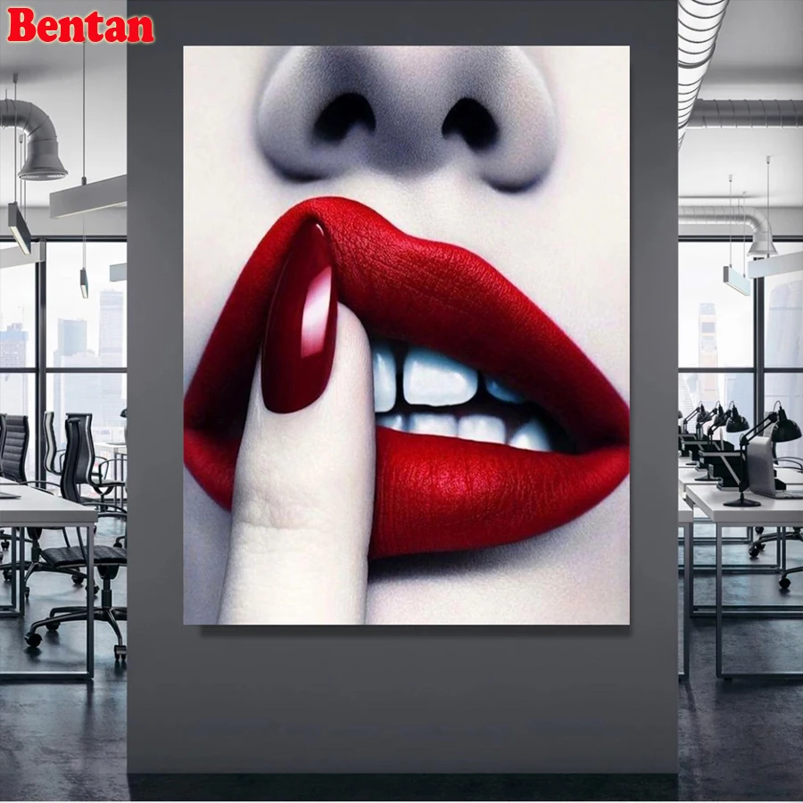 5d Вышивка крестом алмазная живопись сексуальные губы квадратные круглые стразы