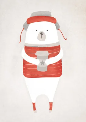 Кавайный мультяшный медведь Детские настенный художественный холст для