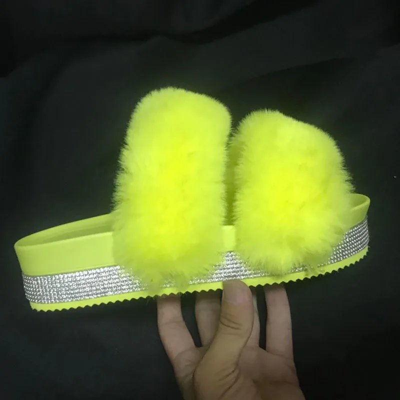 

Women Fur Slippers Summer Furry Slides Female Fluffy Indoor Shoes Women's Bling fuzzy Slide House Sliders wholesale Dropshipping