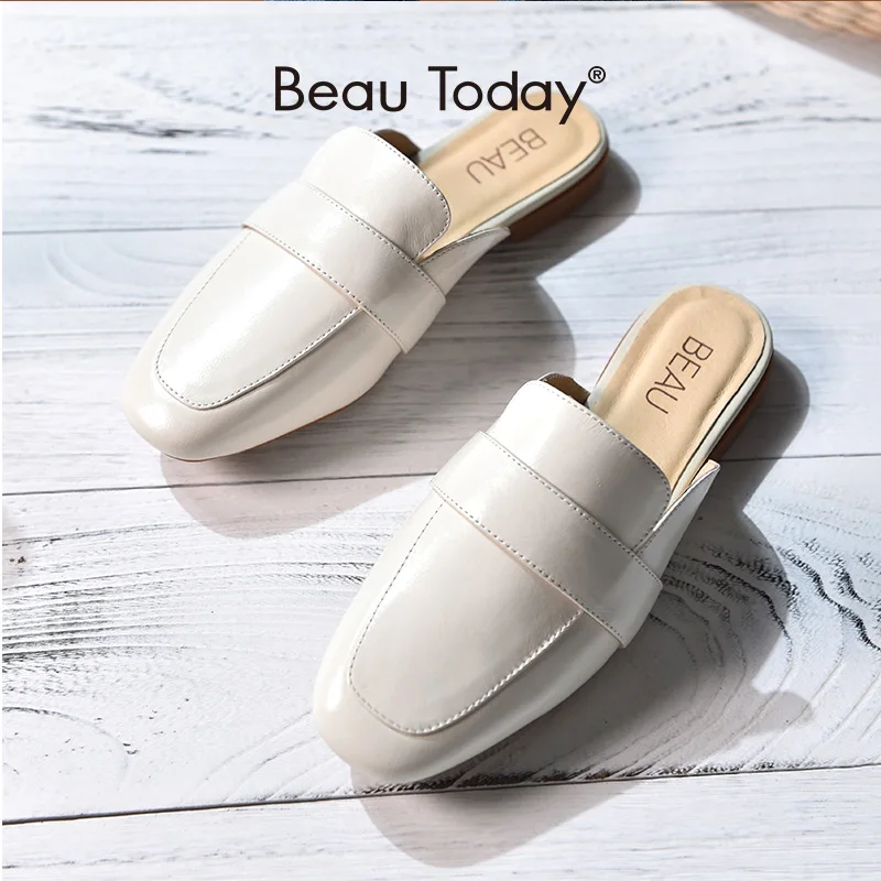 Женские мюли из натуральной коровьей кожи без застежки с круглым носком | Обувь