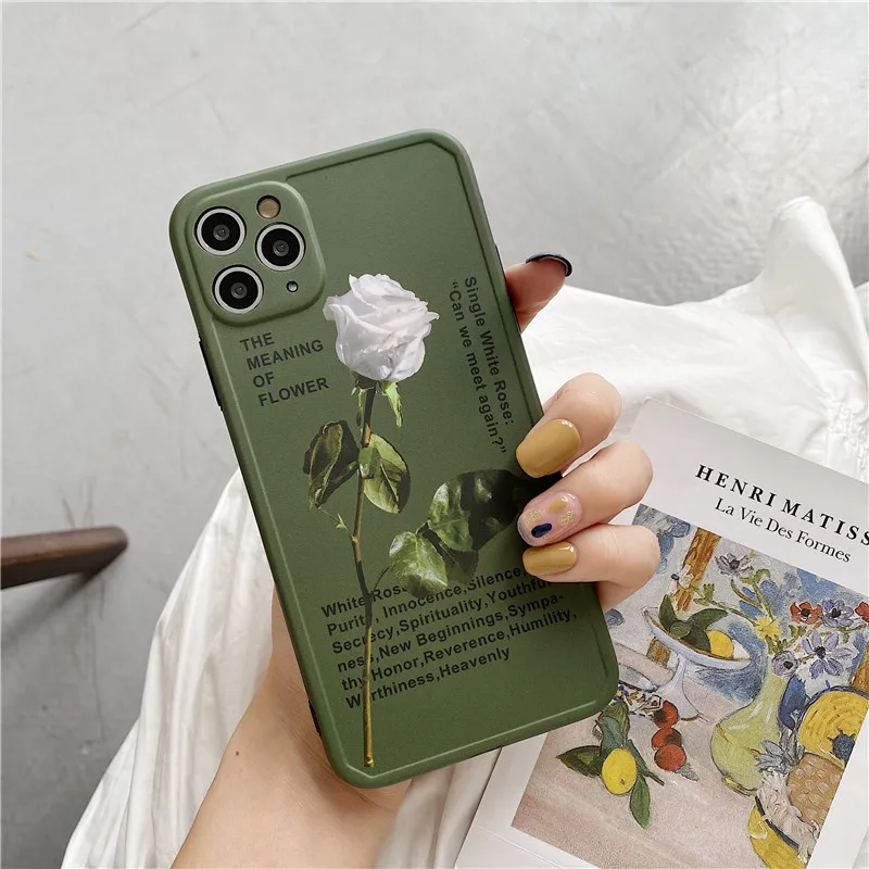 Винтажный чехол с белыми розами для iPhone Xs Max XR X iPhone11 мягкий силиконовый 11 Pro 7 8 Plus SE