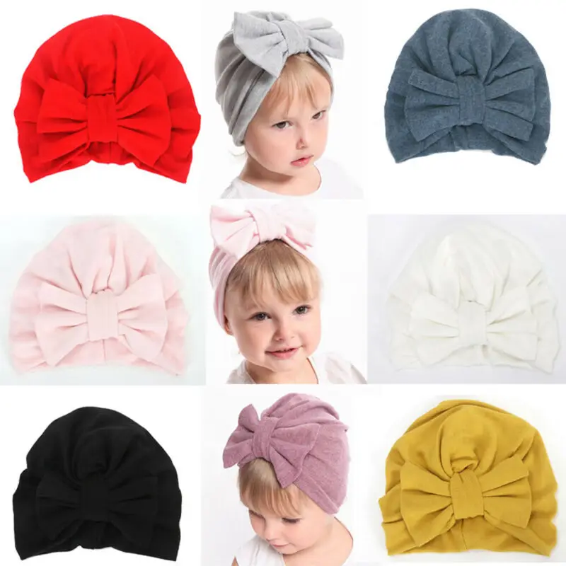 Warm Headwear Caps Hat Infant Toddler Winter Autumn Baby Boy Girl Bowknot Headband Newborn Hairbands SHEER Gray Pink Black White | Детская