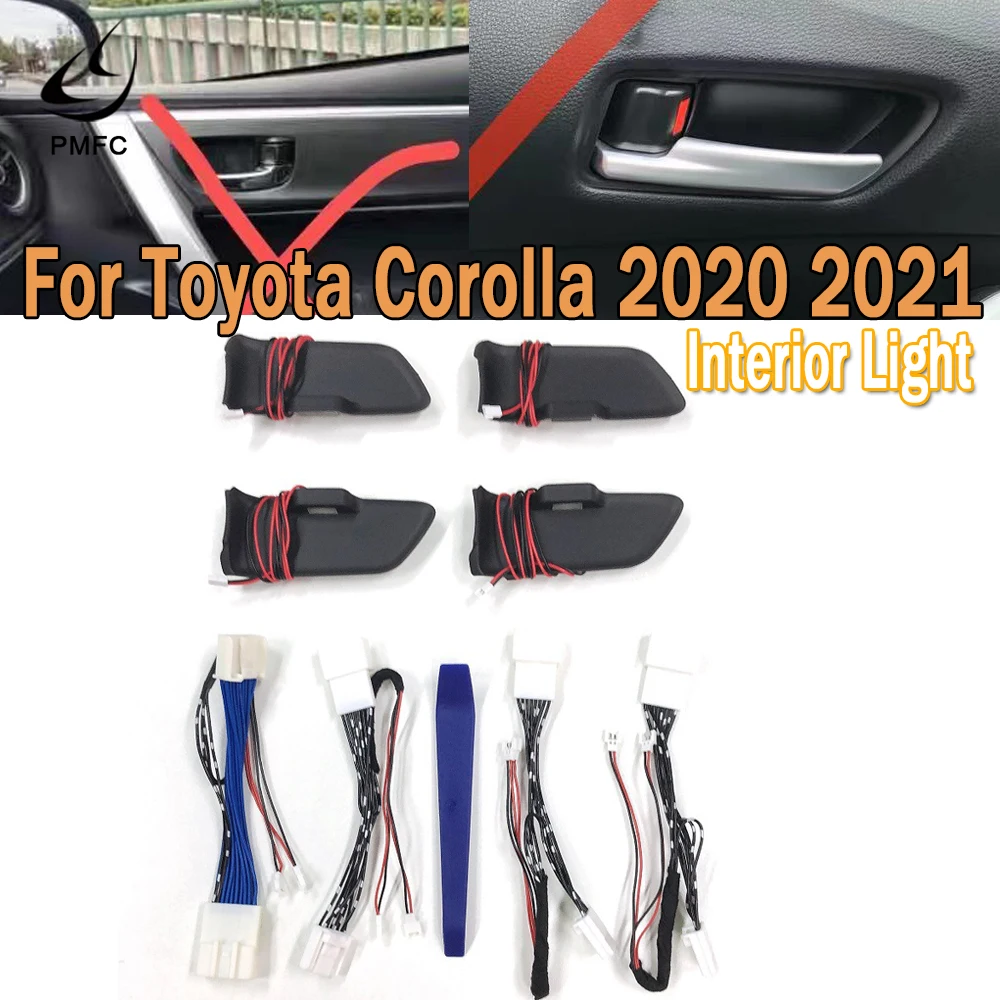 

PMFC Door Bowl Armrest Atmosphere Light Interior LED Door Bowl Handle Frame Light For Toyota Corolla 2020 2021 Dark&Ice Blue
