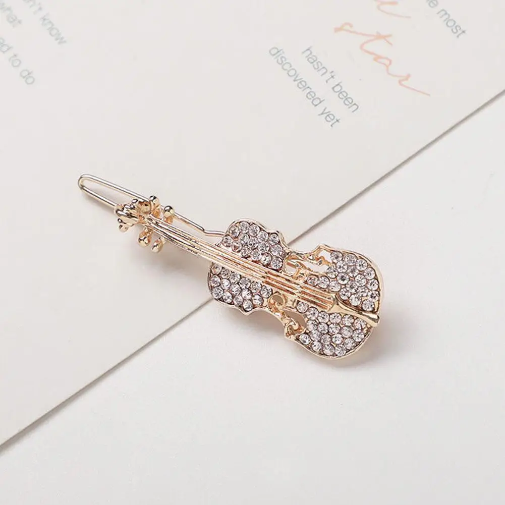 

1PC Violin Rhinestone Hair Clip Sweet Hairpins Cute Metal Fashion Headwear Accessories Hair Barrette Women For Girls Clips B3T4