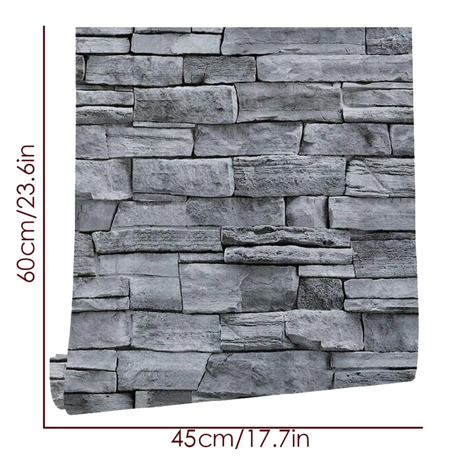 

NEW Grey Brick Wallpaper Self Adhesive Contact Paper Peel and Stick 3D Faux Stone Effect Wall Paper for Wall Decor Kitchen