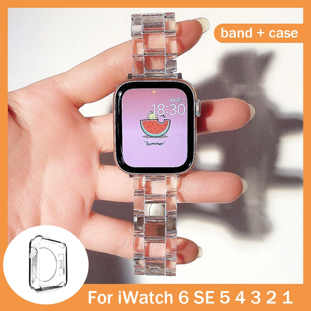 Ремешок прозрачный из ледяной смолы для Apple Watch 38/40/42/44 мм браслет iWatch Series 5 4 3 2