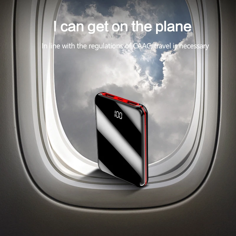 Портативный мини внешний аккумулятор на 30000 мАч зеркальный экран цифровой