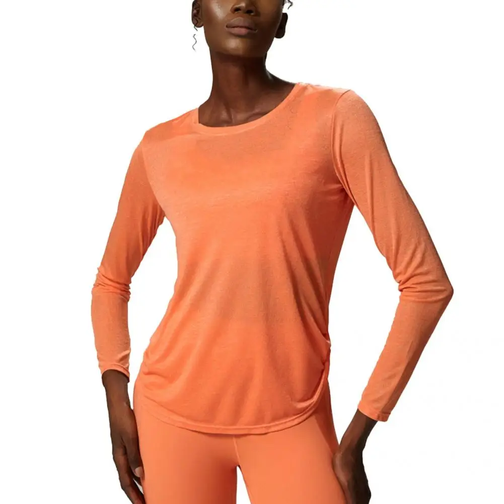 

Loose yoga clothes for fitness sport shirt women blouse O-neck workout running long sleeve femme gym top