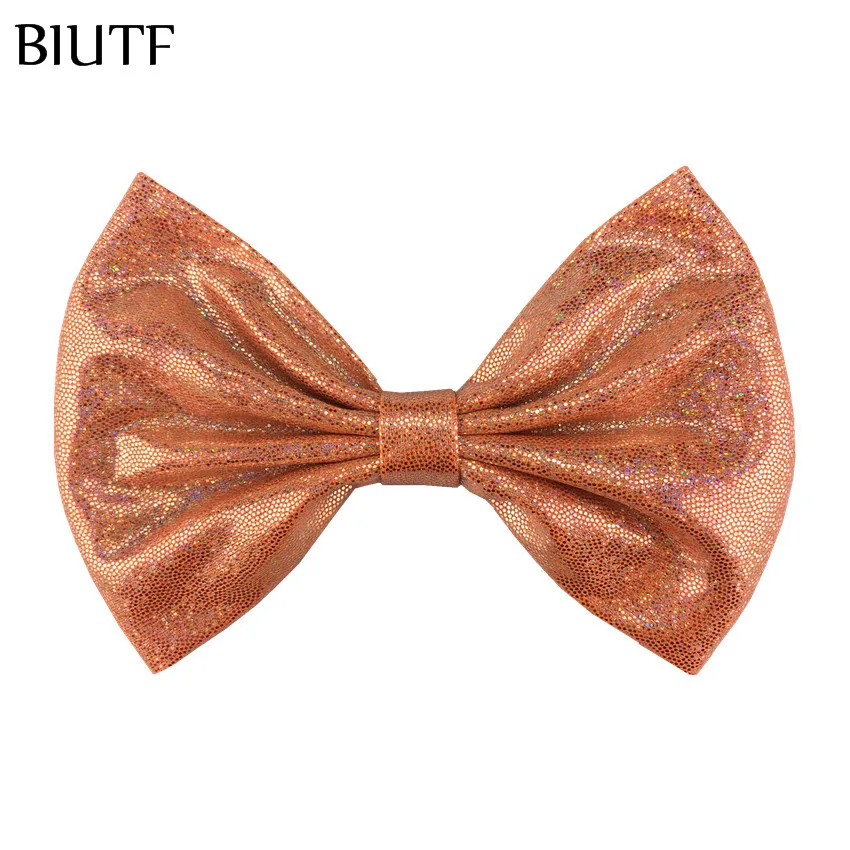 5 шт./лот ''горячее тиснение блестящий бант для волос с зажимом девочек детей