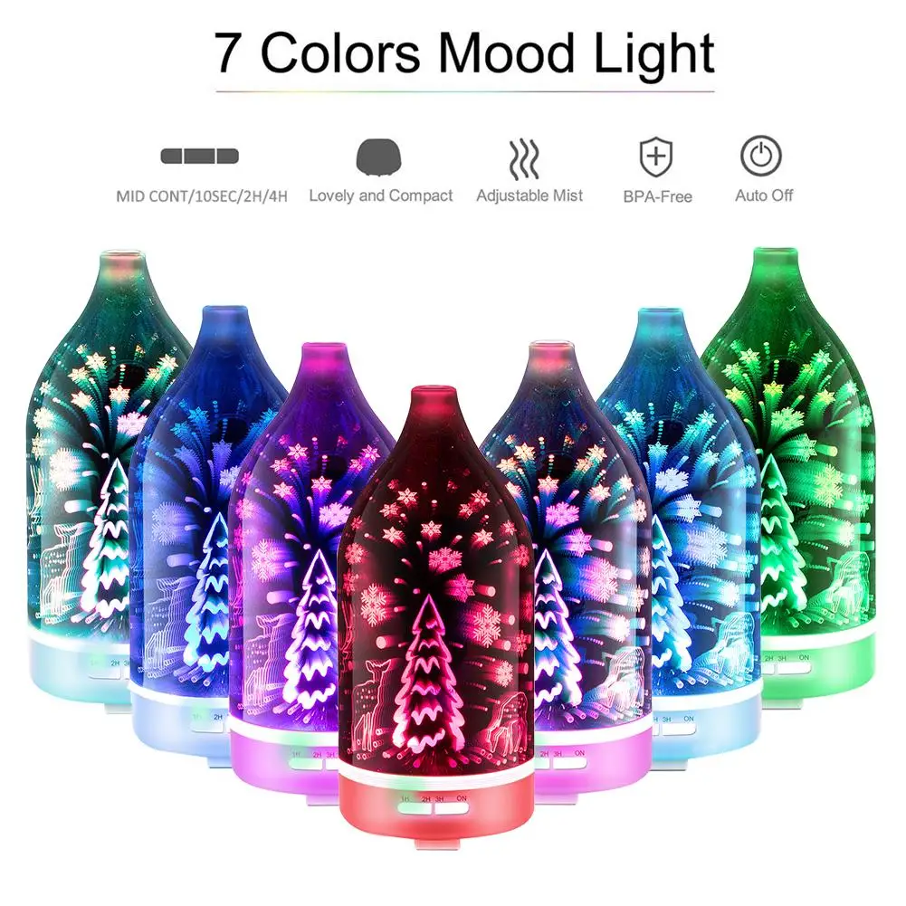 120ml Intelligent Mist Humidifier Ultrasonic Quiet Air With 7 Color LED Lights Eco Friendly For Home Bedroom | Дом и сад