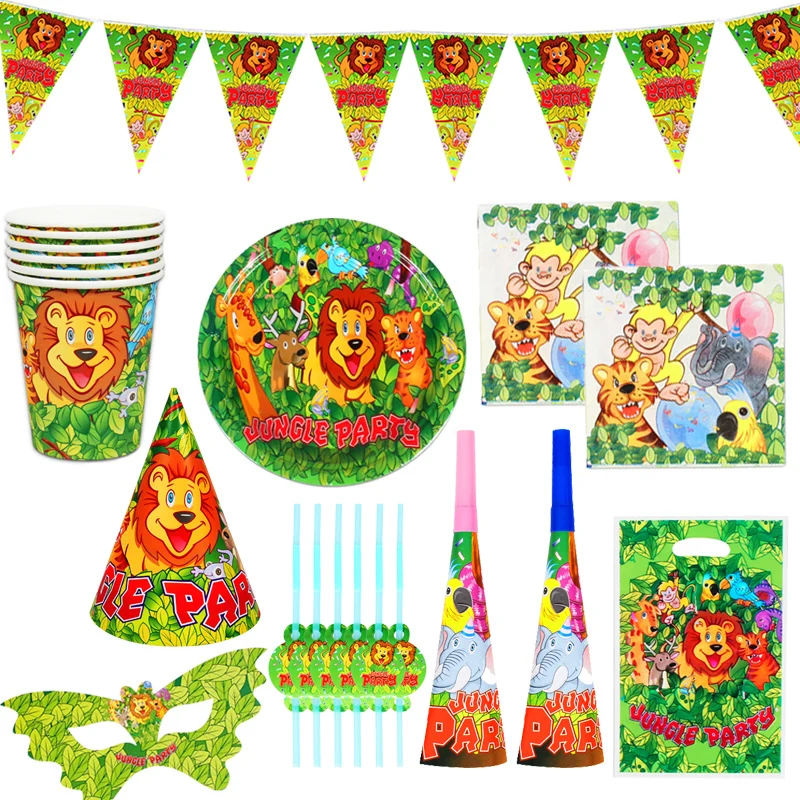 

Jungle Lion theme Party Disposable Tableware paper plate/cup/napkin/hat baby shower birthday party decoration supplies