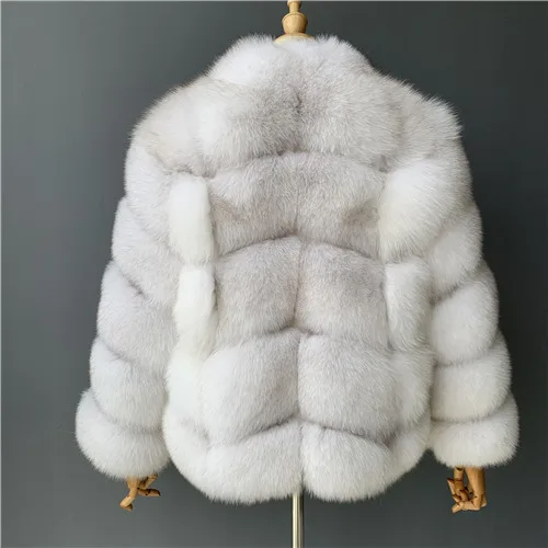 Natural white Пальто из натурального Лисьего меха Женское зимнее плотное меховое пальто модное Высококачественное натуральное большое меховое пальто - Цвет: Natural white