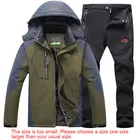 Зимний лыжный костюм для мужчин, комплекты для катания на лыжах и сноуборде, Флисовая теплая водонепроницаемая ветрозащитная флисовая куртка + штаны, мужской лыжный костюм на открытом воздухе