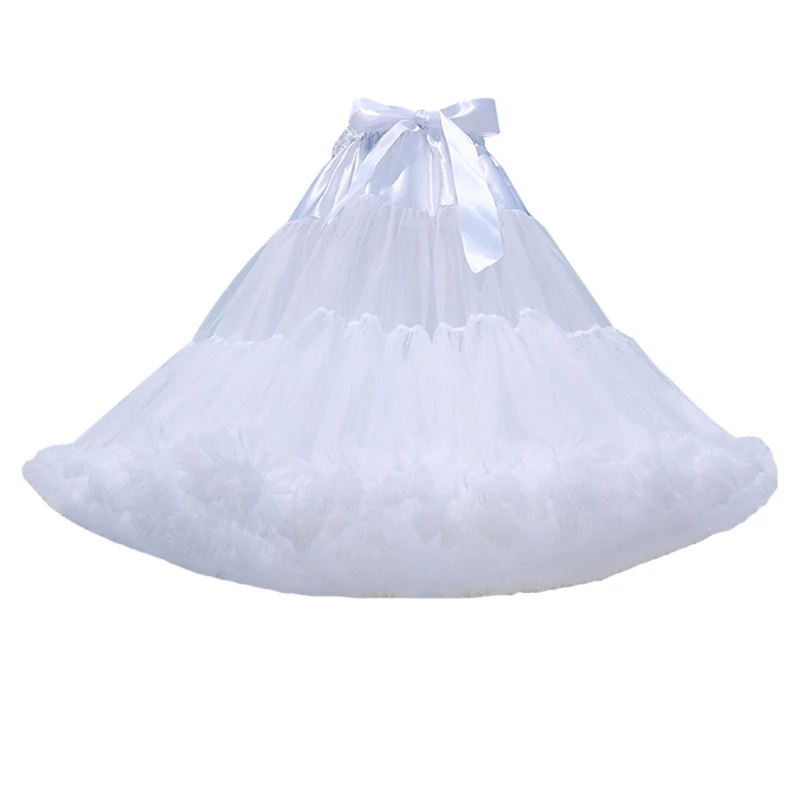 

Women Lolita Pompon Skirt Hoopless Petticoat Crinoline Dress Underskirt Slip Tutu Wedding Ball Gown Accessories 2024