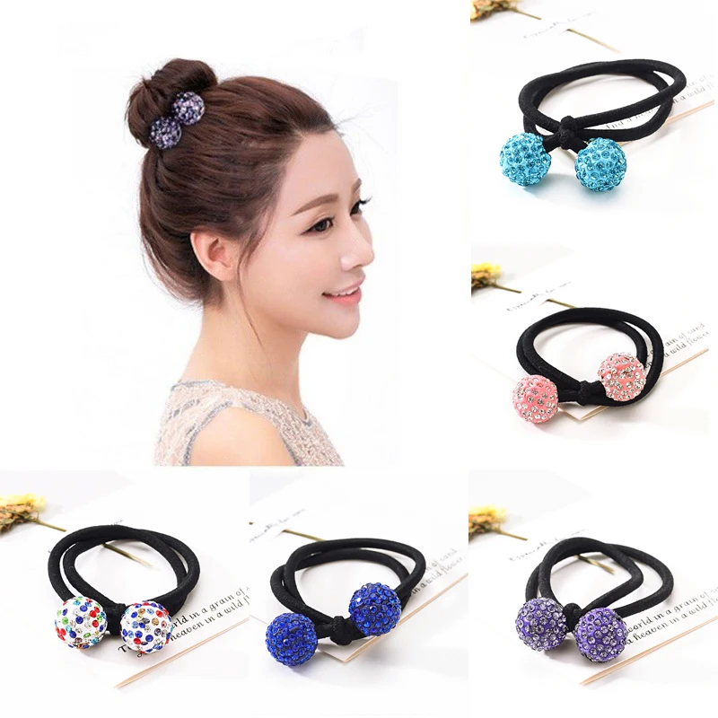 

Резинка для волос с шариками для женщин и детей, разноцветная эластичная резинка 2 в 1 для фиксации волос хвостиком, аксессуары для волос в Ко...