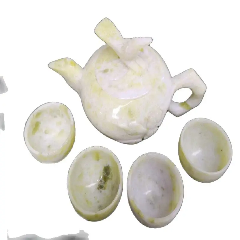 China Jade Carved Jade Bird Teapot Teapot Four Cups Kung Fu Tea Set