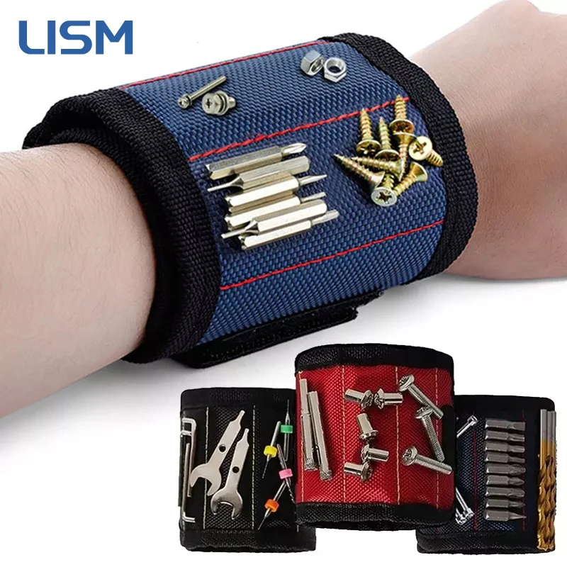 

Portable Magnetic Wristband Tool Bag Magnet Electrician Wrist Tool Belt for Screws Nails Drill Bits Repair Kit Organizer Storage