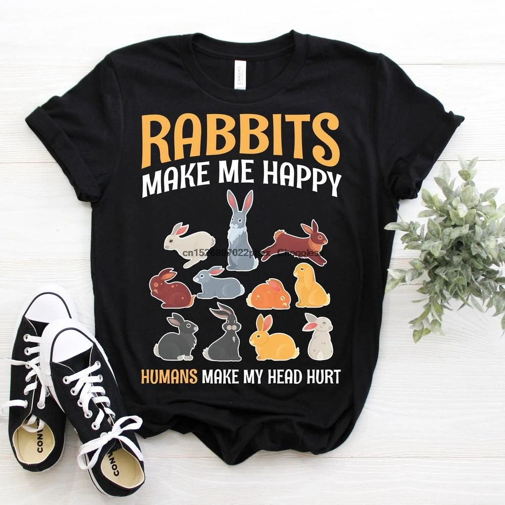 

Rabbits Make Me Happy T ShirtRabbit Bunny Lover Cute Bunnies Owner Rabbits Animals Pet T Shirts Zookeepers Zoo Tees