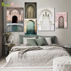 Марокканская дверь, скандинавский постер, настенная Картина на холсте, пейзаж, религия, Касабланка, дворец, настенные картины для гостиной без рамки