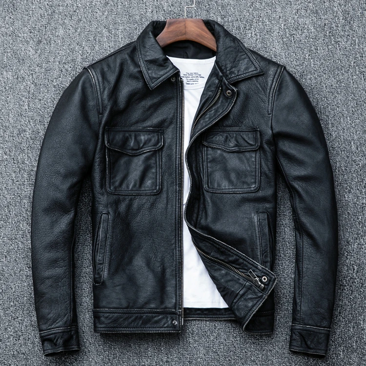

Classic Men Cowskin Jackets Men's Genuine Leather Jacket Casual Business Coat Plus Size Vintage Clothing