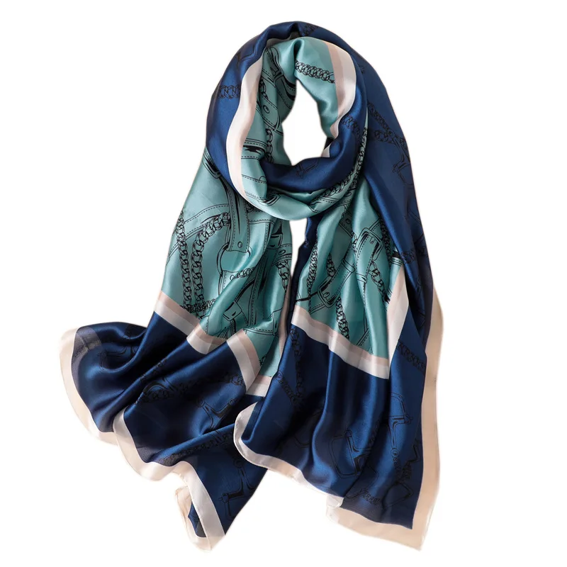 

New Summer High-End Silk Decorative Beach towel Sunscreen 180X90CM Silk Scarf Warming Travel stripe Shawl fashion scarf women UV