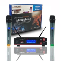 dual channel uhf wireless microphone system 2 channel automatic handheld microphone frequency adjustable for club smu 0202a