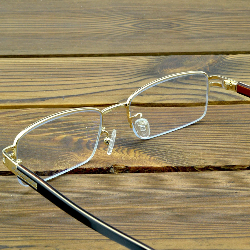 Деловые Стильные Золотые очки для чтения мужчин с чехлом из искусственной кожи + 0