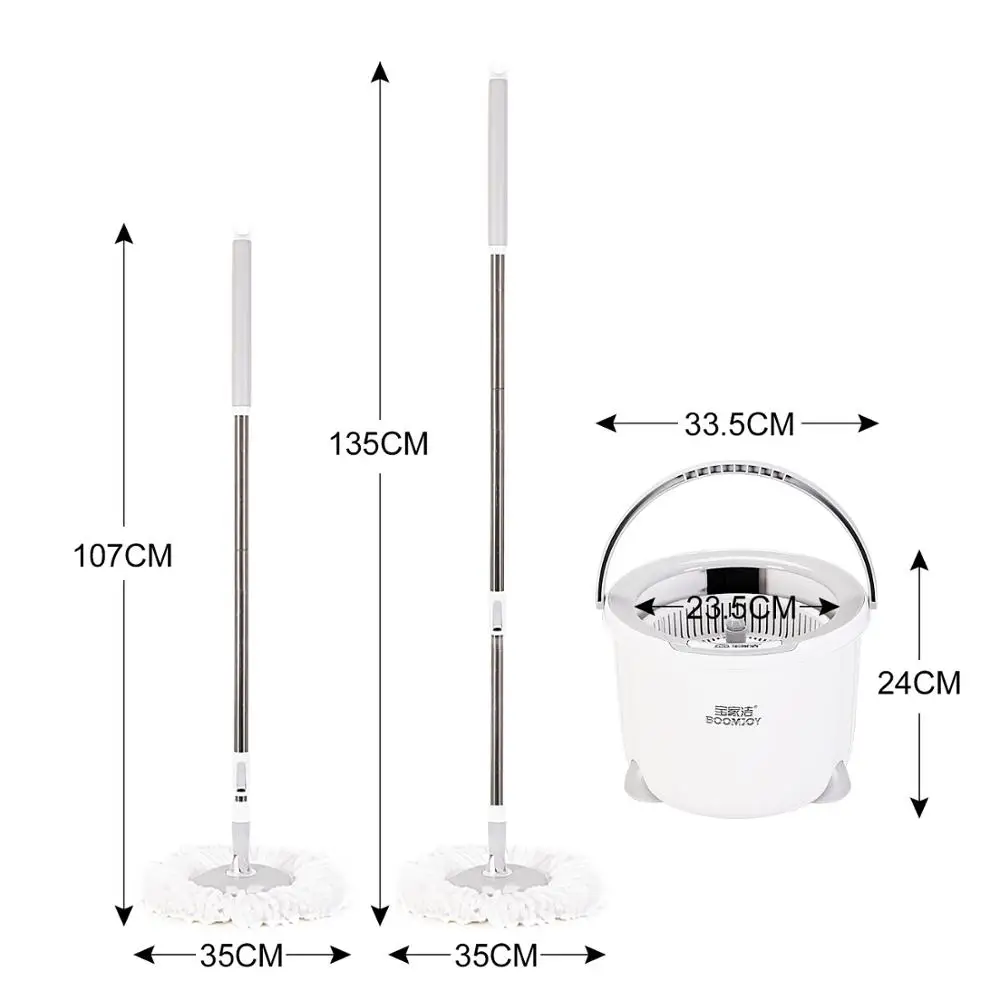 

Eyliden Adjustab Spinning Mop with Bucket Extended Handle 2 PCS Microfiber Pads for Home Hardwood Floor Cleaning