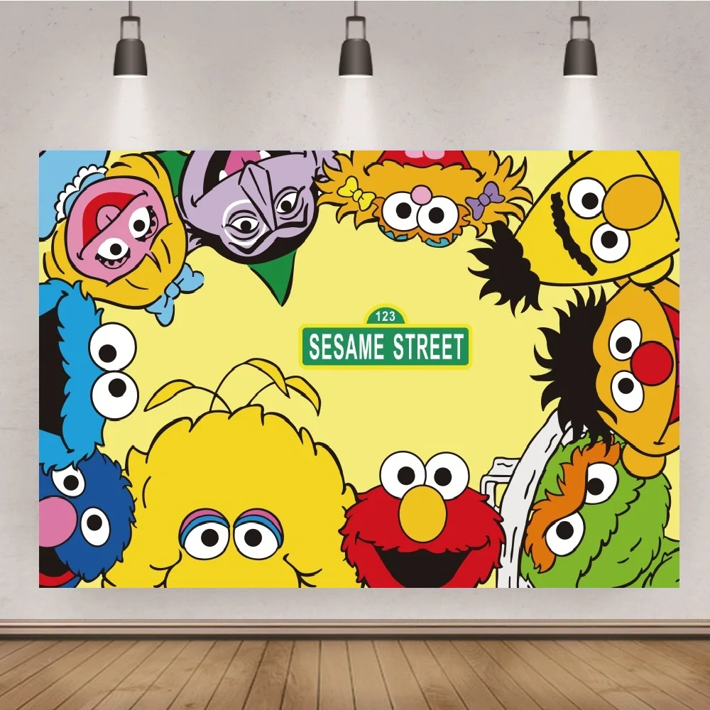 

Sesame Street Backdrop Kids Birthday Party Background Red Elmo Family Toy Dolly Dots Vinyl Banner Photography Studios Props