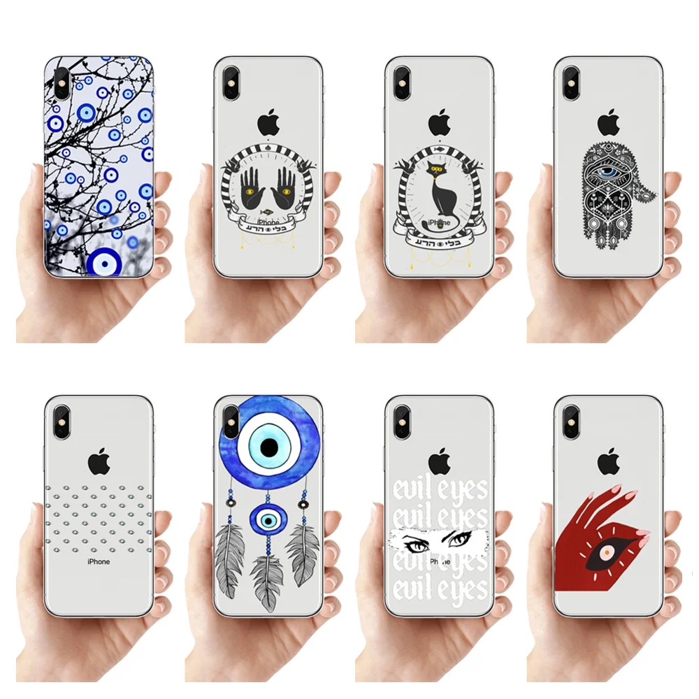 Прозрачный мягкий силиконовый чехол из ТПУ с изображением сглаза для IPhone 11 11Pro 11ProMax X XR XS Max 8 8Plus 7 7Plus 6s