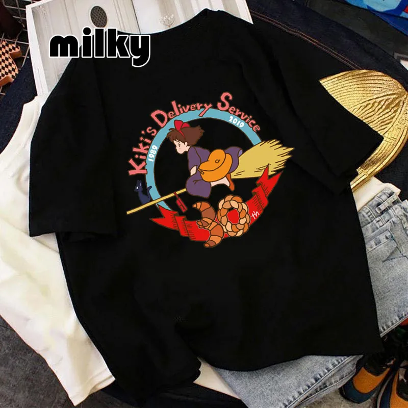 Корейские футболки большого размера с рисунком в стиле аниме | Женская одежда