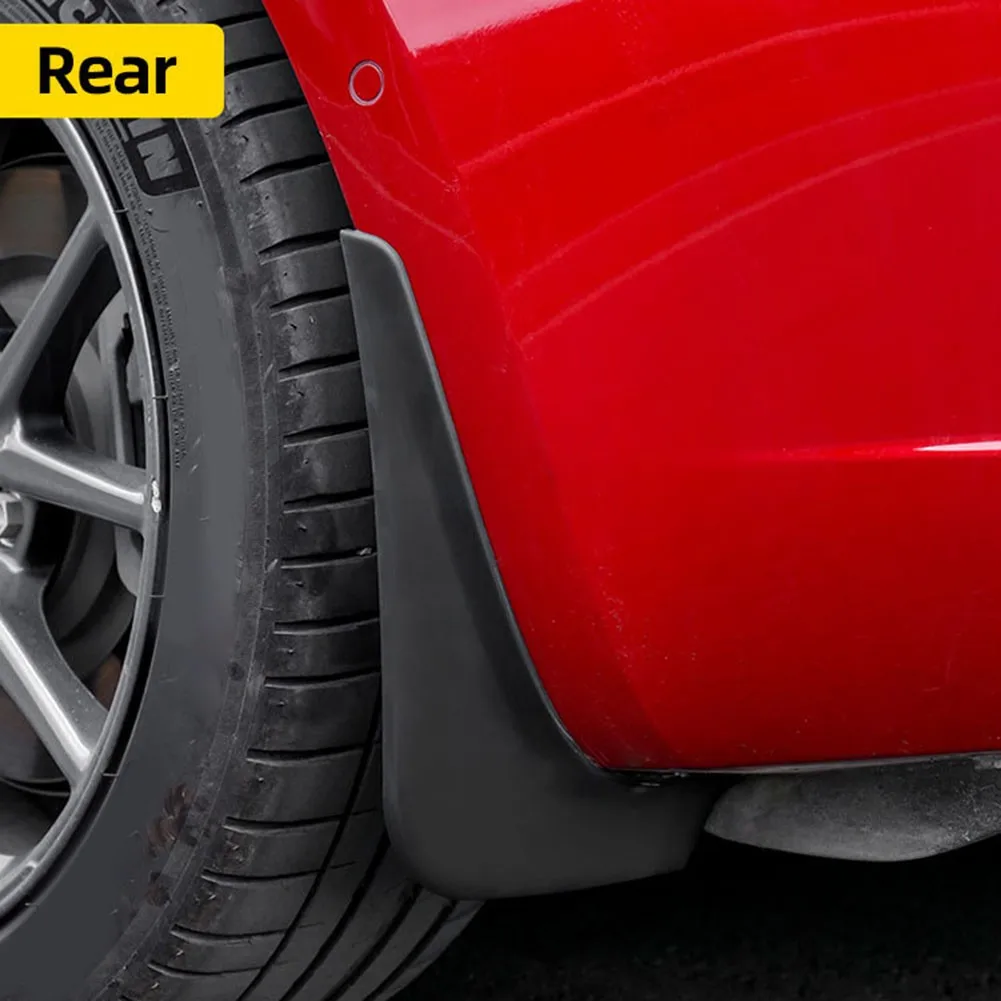 

Rear+Front Splash Guards Weatherproof Auto Car For 2020 2021 Tesla Model Y Mud Flaps