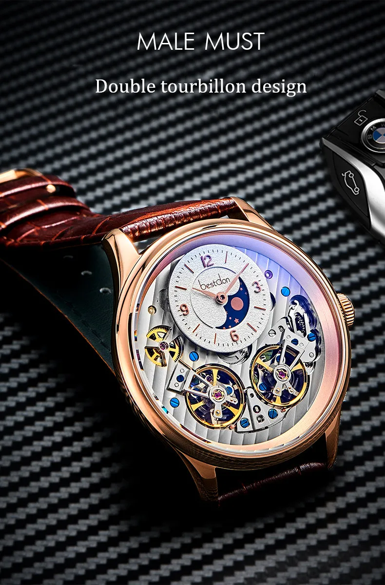 Двойной скелет MoonPhase швейцарские роскошные брендовые механические часы для мужчин полностью стальные водонепроницаемые автоматические мужские часы reloj montre