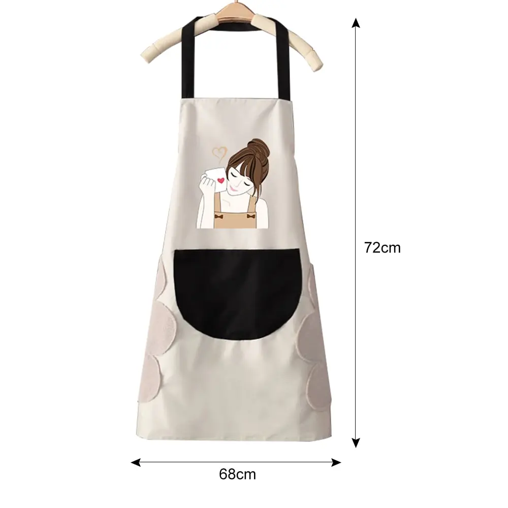 

1pc Lovely Girl Pattern Kitchen Aprons For Women Waterproof Oil Proof Household Apron Home Bibs Cooking Baking Cleaning Tools