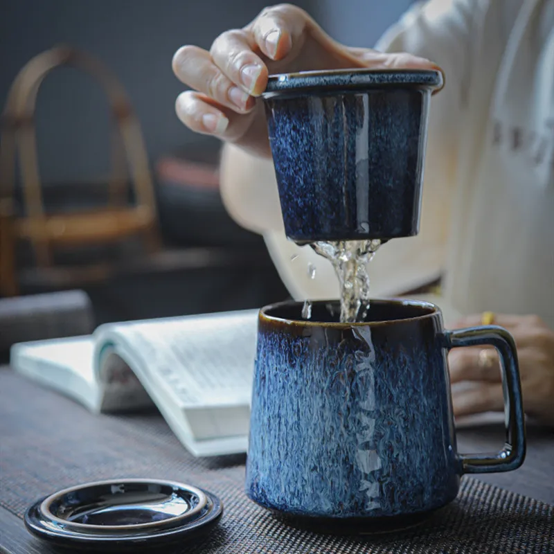 

Чайная чашка в китайском стиле, домашняя чашка для разделения чая и воды, с ручкой, индивидуальная Одиночная чашка, чашка для фильтрованной ...