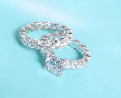 T759 925 Silver ring stets For Women 2 carat 8MM cushion Cubic Zirconia Stone sets | Украшения и аксессуары