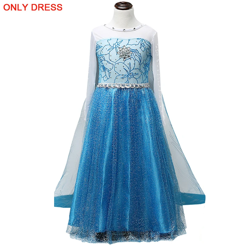 Платье принцессы Эльзы для девочек косплея с принтом Снежной королевы Анны