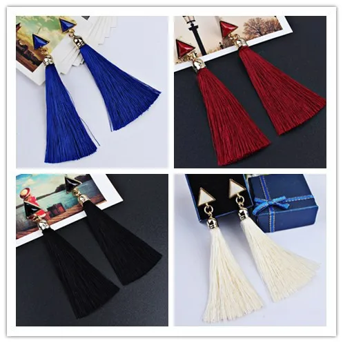 Богемные женские этнические Висячие серёжки с кисточками из ниточек букле