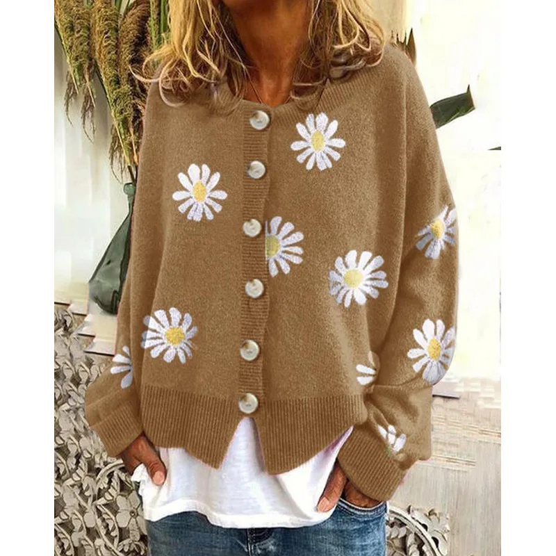 

Sweater Knitted Cardigan Beauty Small Coat Jacket Embroidered Daisies New Spring and Summer 2020 Web Celebrity