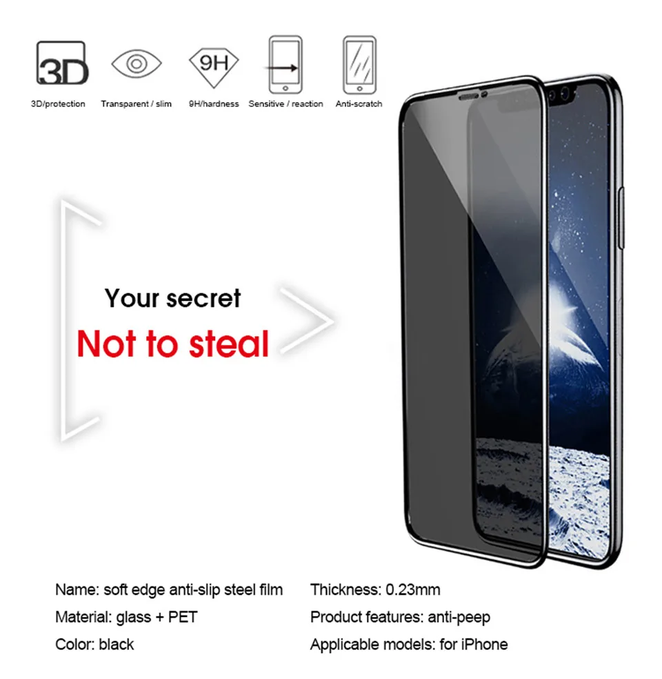 Антишпионское закаленное стекло на для iPhone 11 Pro X XS Max XR Защитное стекло для сохранения личной информации пленка для iPhone 7 6 6S 8 Plus защитное стекло на для айфон 11 Pro X XR XS MAX 7 8 6 6S плюс